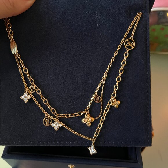 Authentic Louis Vuitton Blooming Strass Choker Layered Charm Necklace - Picture 5 of 11